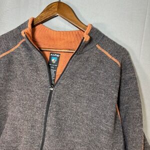 Kuhl Alfpaca Men's XXL 100% Merino Wool Fleece Jacket Orange Trim Zip Up Outdoor
